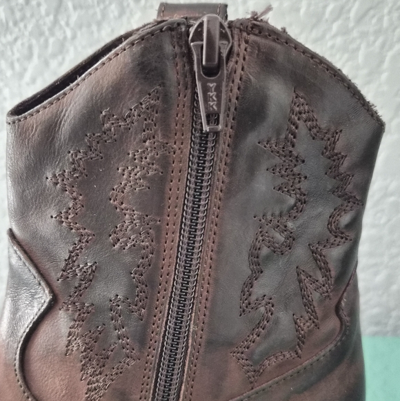 Western Ankle Boots Distressed Leather Pointed Toe Side Zip Emanuele Crasto - Picture 10 of 13